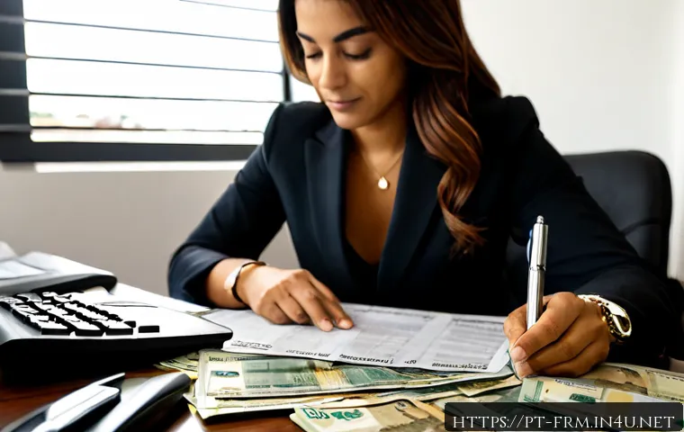 Home 15 재무위험관리사의 업무 윤리 - Photorealistic Brazilian financial risk manager in a modern São Paulo office, calmly reviewing anony...